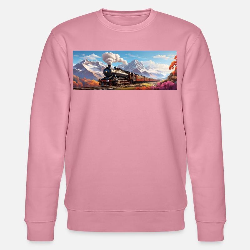 Nostalgischer Eisenbahnzug mit Dampflokomotive - Stanley/Stella Unisex Bio-Sweatshirt CHANGER  - Lila Traum