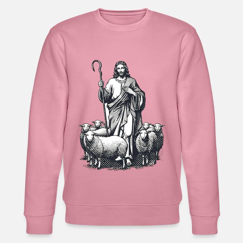Hirte Jesus mit der Herde - Stanley/Stella Unisex Bio-Sweatshirt CHANGER - Lila Traum