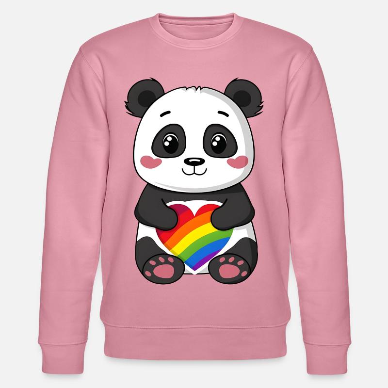 Panda-Karikatur mit einem Pride-Regenbogenherz - Stanley/Stella Unisex Bio-Sweatshirt CHANGER  - Lila Traum