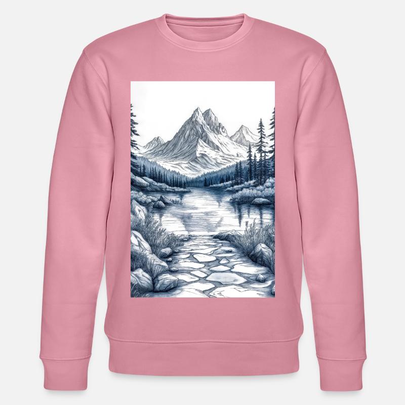 Illustration einer Gebirgslandschaft - Stanley/Stella Unisex Bio-Sweatshirt CHANGER  - Lila Traum