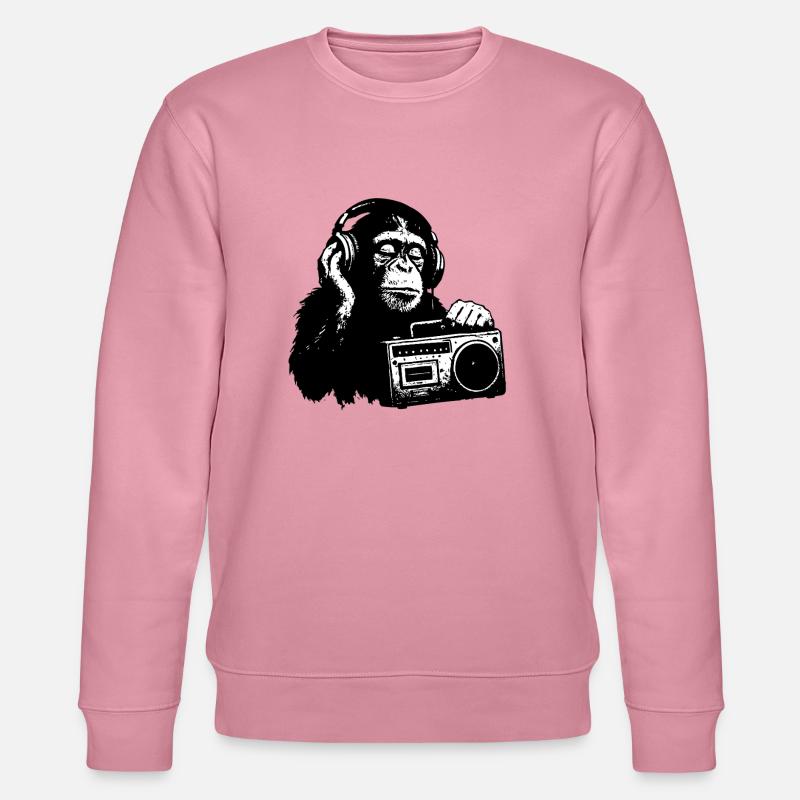 Singe avec magnétophone à cassette - Sweat bio CHANGER Stanley/Stella Unisexe - lilas onirique