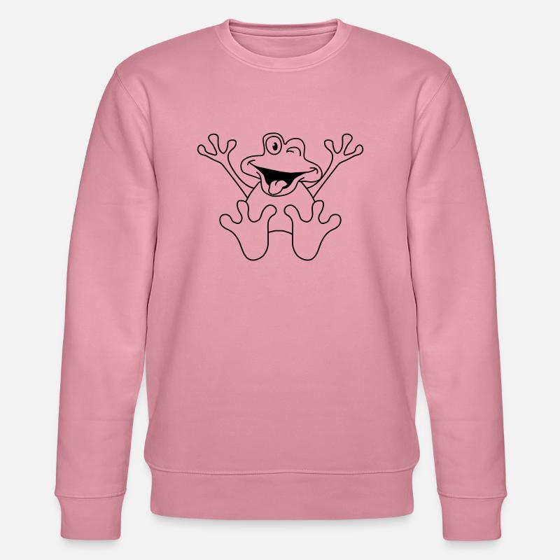 Funny Sitting Comic Frog - Stanley/Stella Unisex Bio-Sweatshirt CHANGER  - Lila Traum