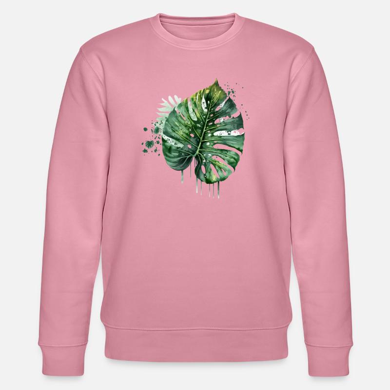 Monstera Tropenblatt Wasserfarben - Stanley/Stella Unisex Bio-Sweatshirt CHANGER  - Lila Traum