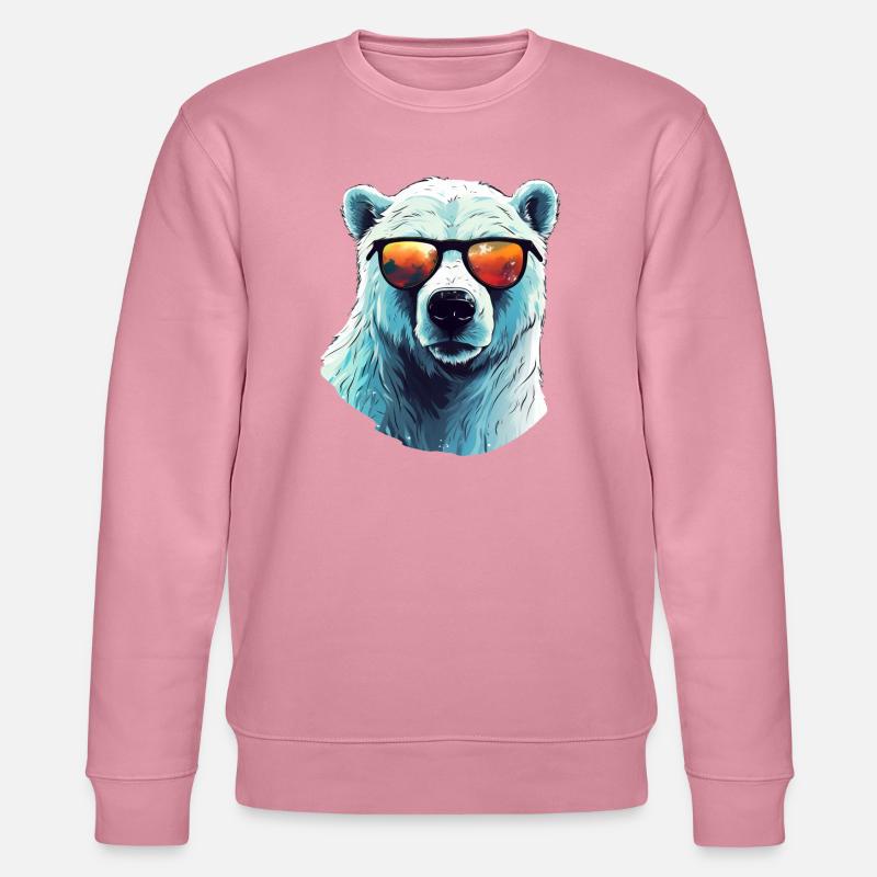 Cooler Eisbär mit Sonnenbrille - Stanley/Stella Unisex Bio-Sweatshirt CHANGER  - Lila Traum