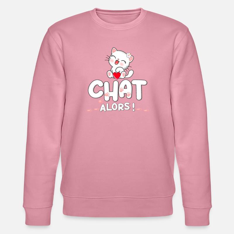 Chat mignon avec cœur et fleurs - Sweat bio CHANGER Stanley/Stella Unisexe - lilas onirique