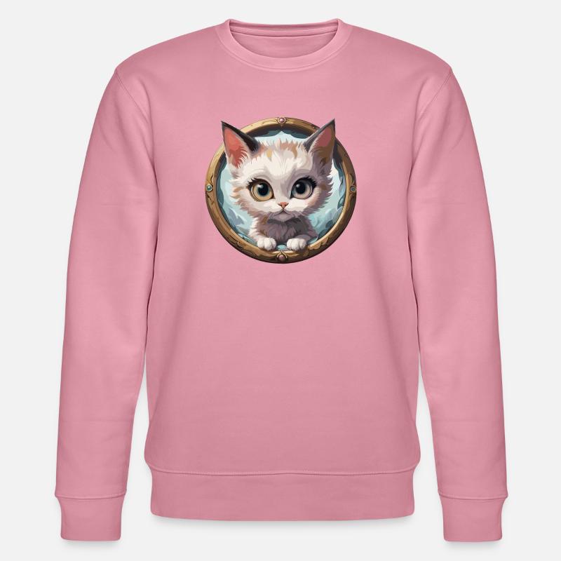 Kätzchen im Rundmedaillon - Stanley/Stella Unisex Bio-Sweatshirt CHANGER  - Lila Traum