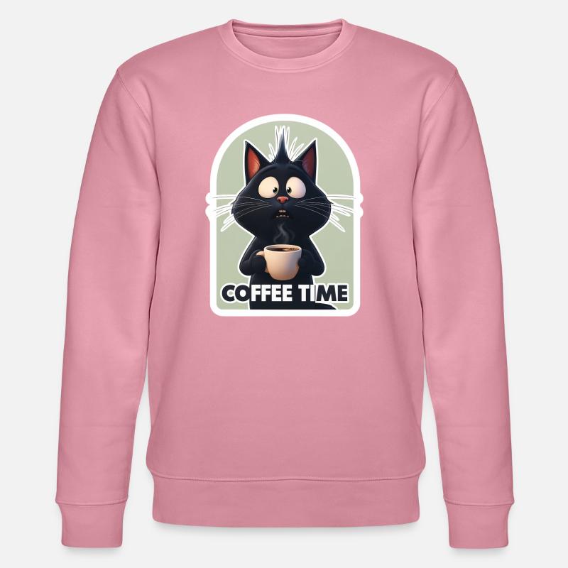 Katze mit Kaffeetext - Stanley/Stella Unisex Bio-Sweatshirt CHANGER  - Lila Traum