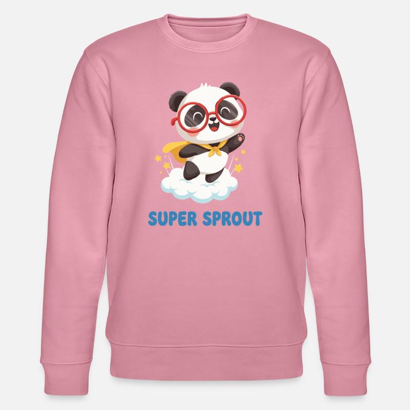 Cute Super Sprout Panda with Cap - Stanley/Stella CHANGER Unisex Organic Sweatshirt - lilac dream