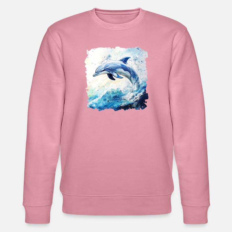 Wasserfarbener Delfin Sprung - Stanley/Stella Unisex Bio-Sweatshirt CHANGER  - Lila Traum