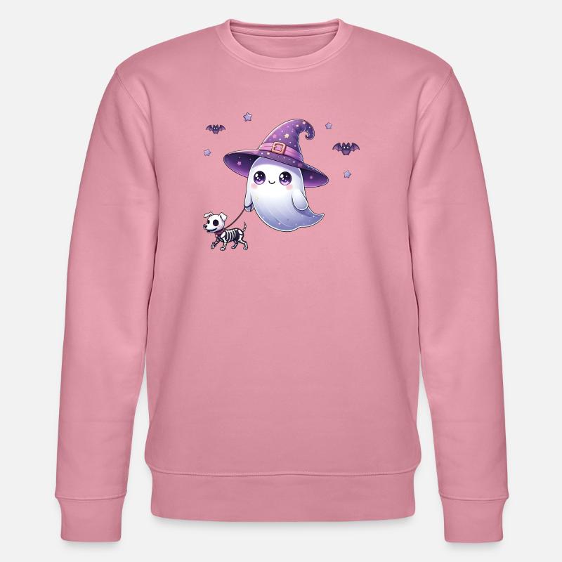 Hexen‑Geist mit Skelett‑Hund – Halloween Shirt - Stanley/Stella Unisex Bio-Sweatshirt CHANGER  - Lila Traum