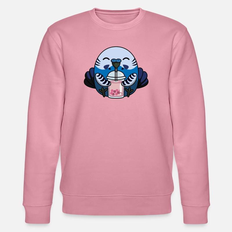 Blauer Wellensittich Vogel mit Bubble Tea - Stanley/Stella Unisex Bio-Sweatshirt CHANGER  - Lila Traum