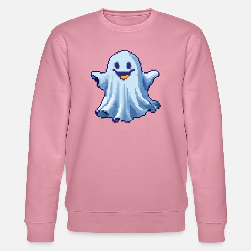 Pixel Ghost: Pixelated Friendly Spirit - Stanley/Stella Unisex Bio-Sweatshirt CHANGER - Lila Traum