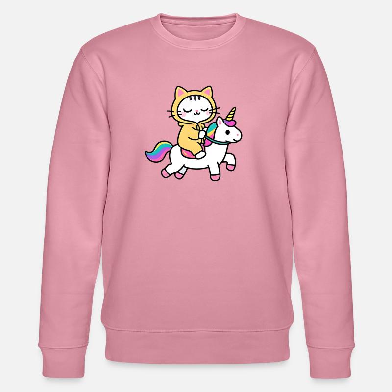 Katze auf einem Regenbogen-Einhorn - Stanley/Stella Unisex Bio-Sweatshirt CHANGER  - Lila Traum