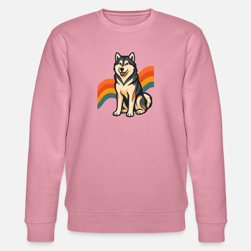 Alaskan Malamute Hund mit Regenbogenhintergrund - Stanley/Stella Unisex Bio-Sweatshirt CHANGER  - Lila Traum