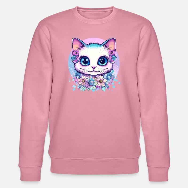 Chaton pastel avec couronne florale - Sweat bio CHANGER Stanley/Stella Unisexe - lilas onirique
