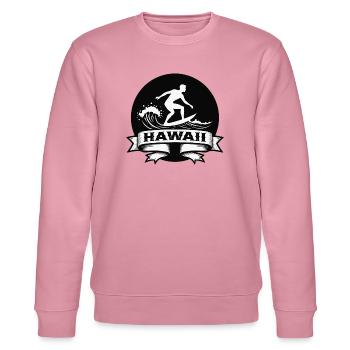 Surfer Hawaii Wellenbanner - Stanley/Stella Unisex Bio-Sweatshirt CHANGER  - Lila Traum - Vorne - Jaron (178cm) & Liana (172cm)
