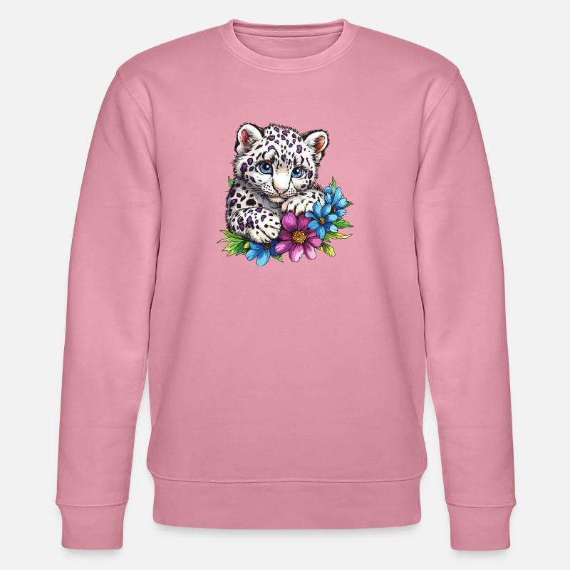 Leopard kitten with flowers - Stanley/Stella CHANGER Unisex Organic Sweatshirt - lilac dream