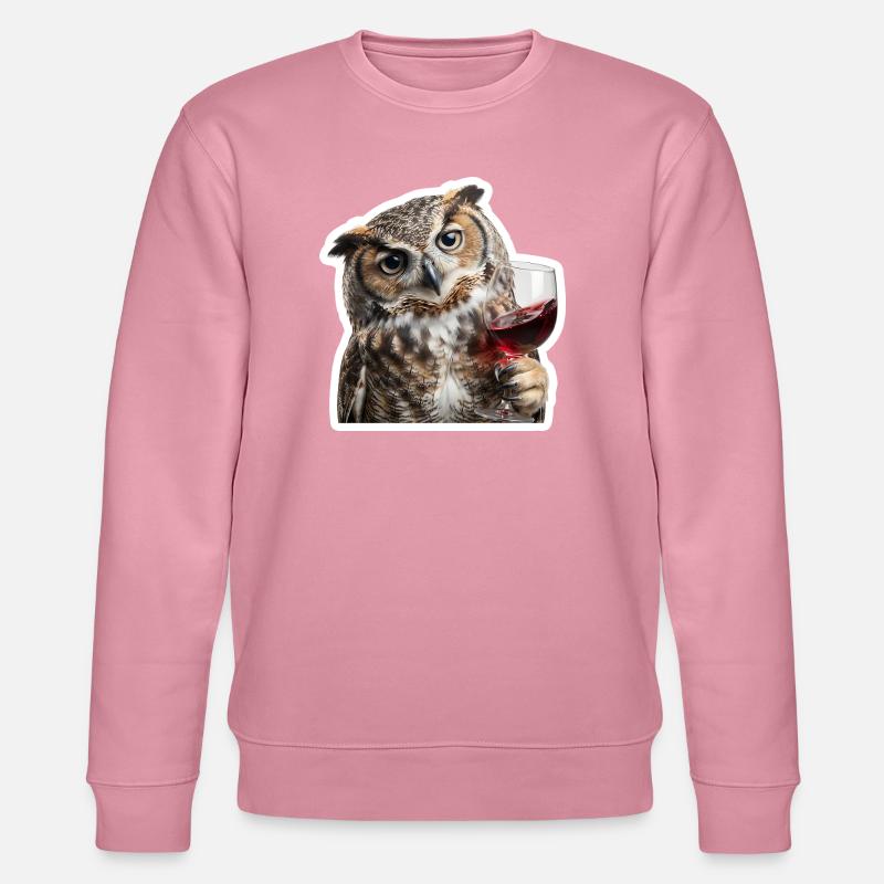 Weise Eule beim gemuetlichen Weinabend - Stanley/Stella Unisex Bio-Sweatshirt CHANGER  - Lila Traum