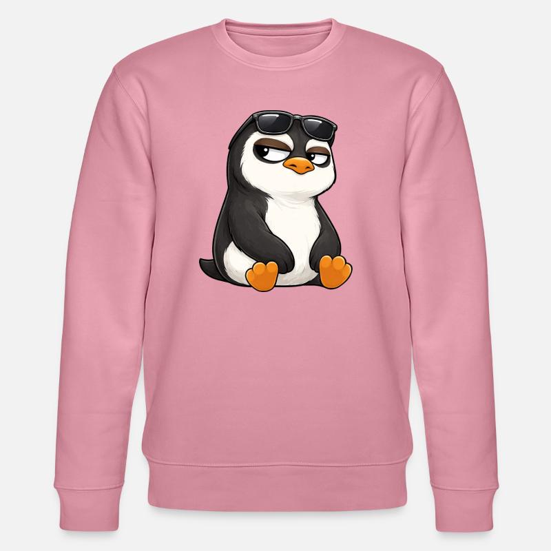 Coole Cartoon Pinguin mit Sonnenbrille skeptisch - Stanley/Stella Unisex Bio-Sweatshirt CHANGER  - Lila Traum