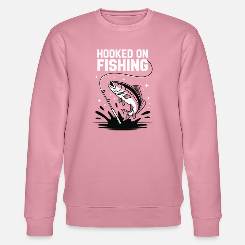 Hooked On Fishing - Angler Spruch - Stanley/Stella Unisex Bio-Sweatshirt CHANGER - Lila Traum
