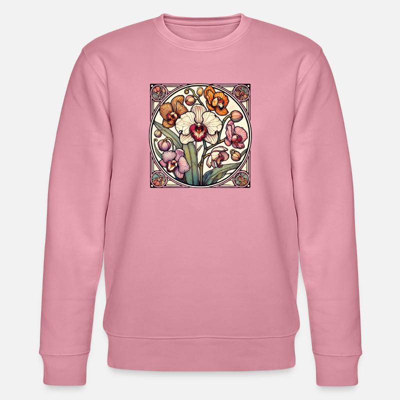 Cercle de vitrail d’orchidées - Sweat bio CHANGER Stanley/Stella Unisexe - lilas onirique