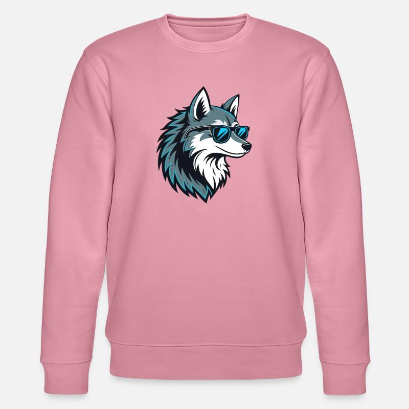 Stylischer Wolf mit blauer Brille - Stanley/Stella Unisex Bio-Sweatshirt CHANGER  - Lila Traum