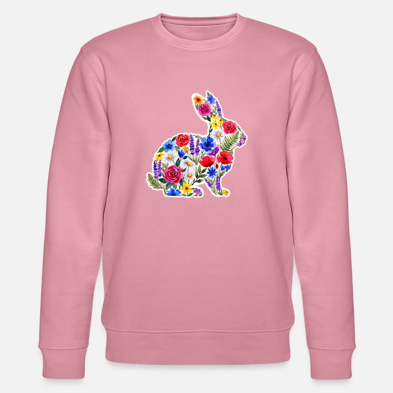 Hase Silhouette Blumen Bunt - Stanley/Stella Unisex Bio-Sweatshirt CHANGER  - Lila Traum