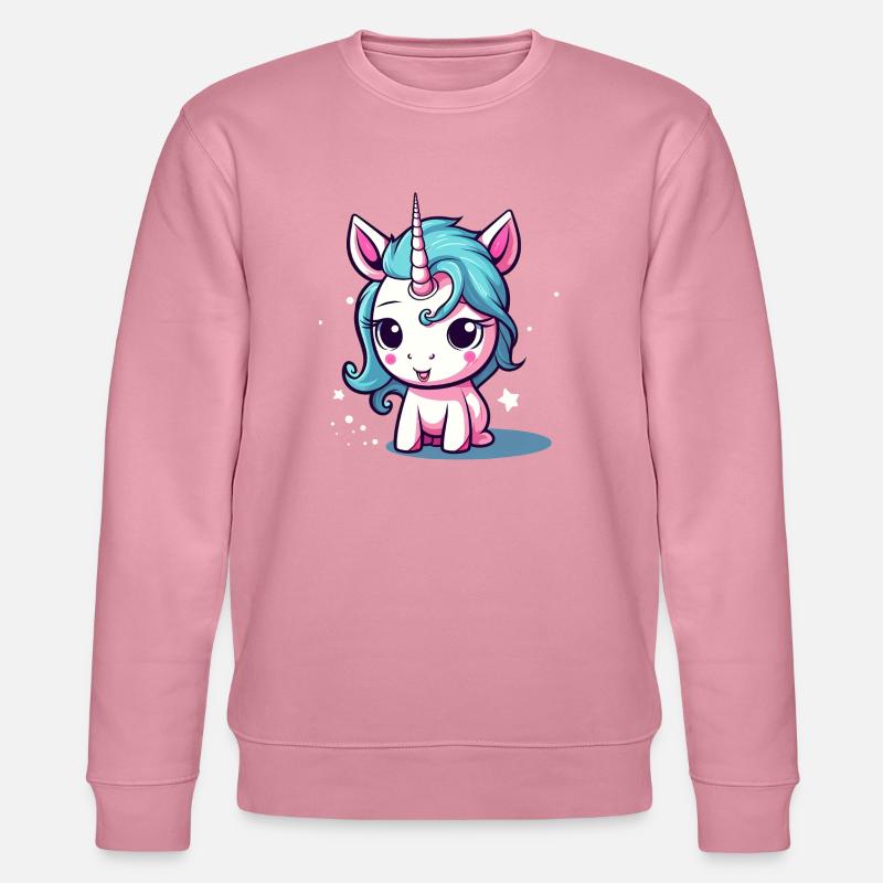 Blauhaariges Einhornchen Sticker - Stanley/Stella Unisex Bio-Sweatshirt CHANGER  - Lila Traum