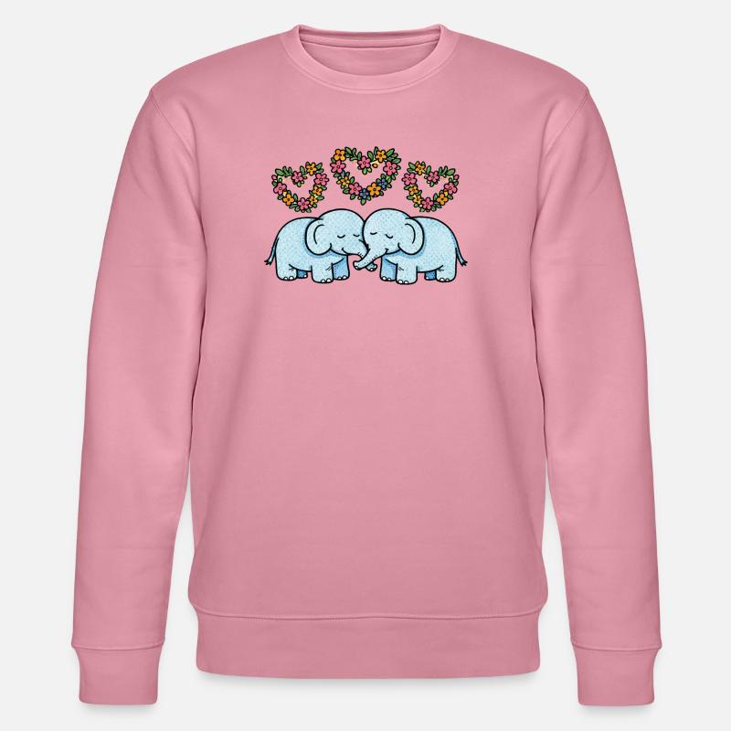 Duo Éléphant Cœurs Floraux - Sweat bio CHANGER Stanley/Stella Unisexe - lilas onirique