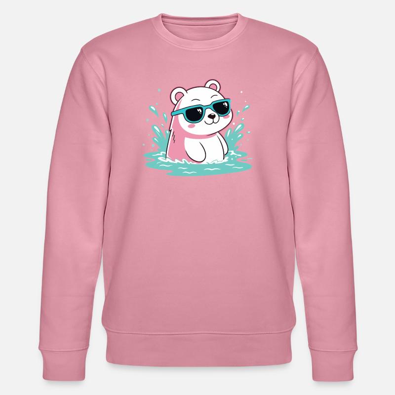 Wasser-Eisbär in kühlen Gläsern - Stanley/Stella Unisex Bio-Sweatshirt CHANGER  - Lila Traum