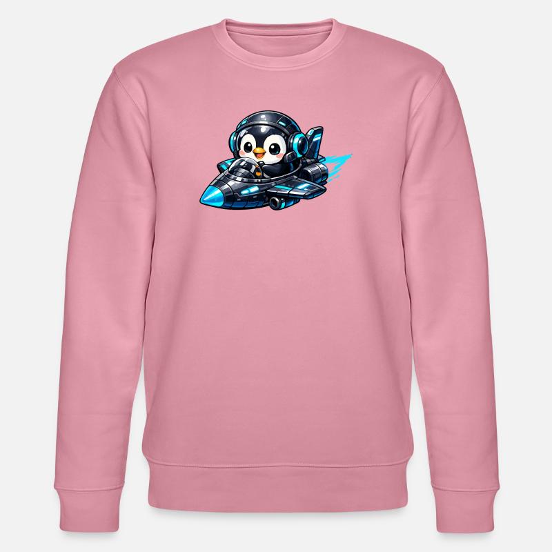 Neon penguin pilot in rocket jet - Stanley/Stella CHANGER Unisex Organic Sweatshirt - lilac dream