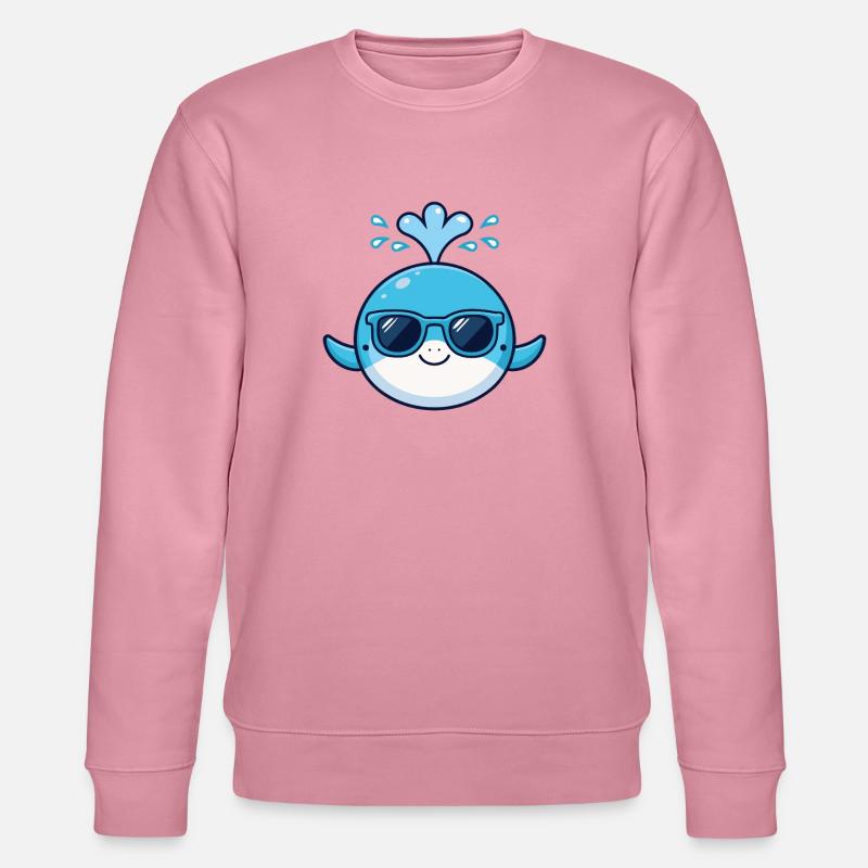 Baleine bleue stylée avec lunettes - Sweat bio CHANGER Stanley/Stella Unisexe - lilas onirique
