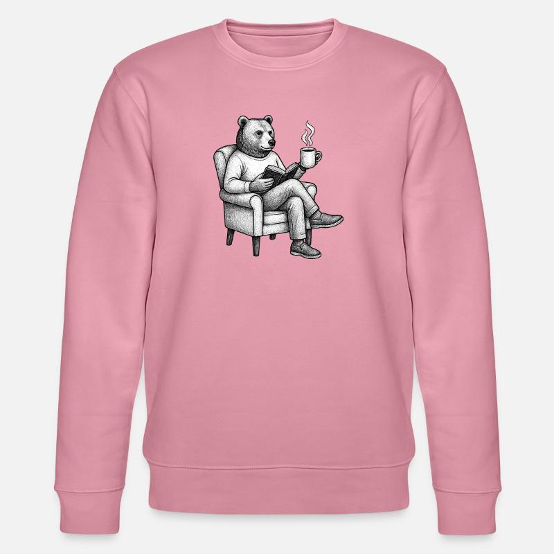 Bärenleser mit Buch und Tasse - Stanley/Stella Unisex Bio-Sweatshirt CHANGER  - Lila Traum