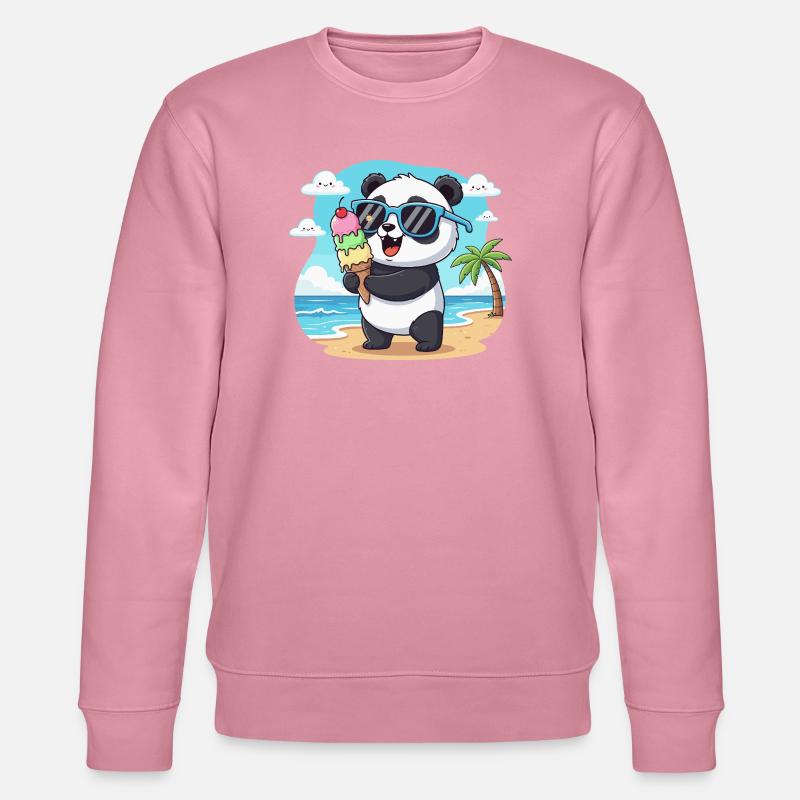 Panda am Strand mit Eiscreme - Stanley/Stella CHANGER Unisex Organic Sweatshirt - lilac dream