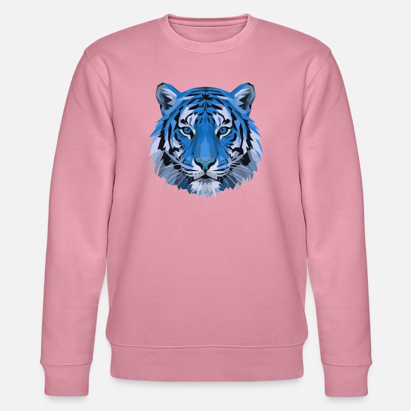 Blue Polygon Tiger Head - Stanley/Stella CHANGER Unisex Organic Sweatshirt - lilac dream
