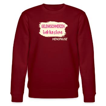 GELENKSCHMERZEN WECHSELJAHRE MENOPAUSE - Stanley/Stella Unisex Bio-Sweatshirt CHANGER  - Burgunderrot - Vorne - Nik (191cm) & Marisol (170cm)