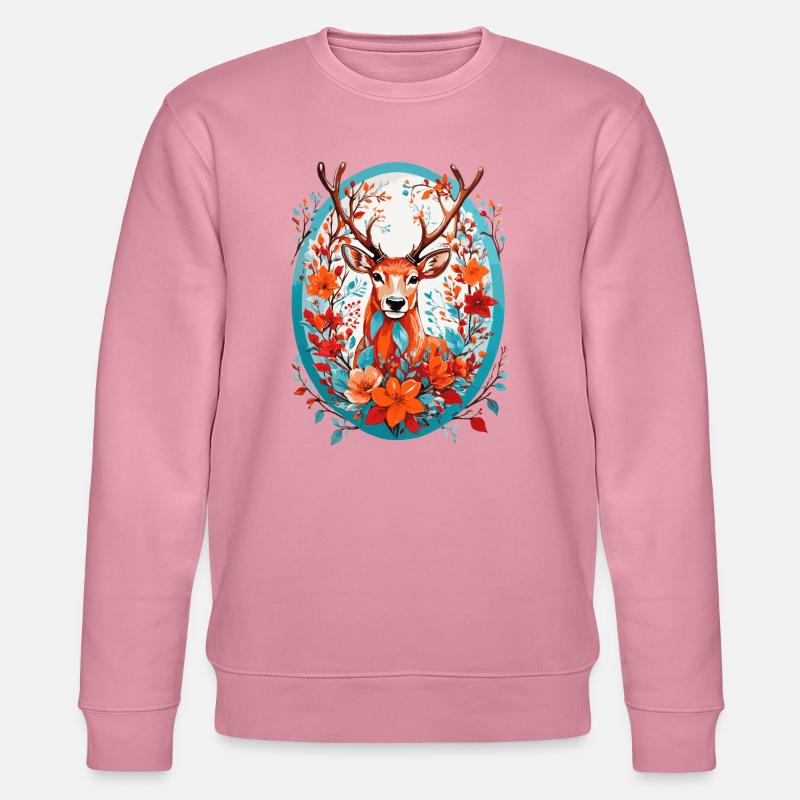 Hirsch mit Blumen - Stanley/Stella Unisex Bio-Sweatshirt CHANGER  - Lila Traum