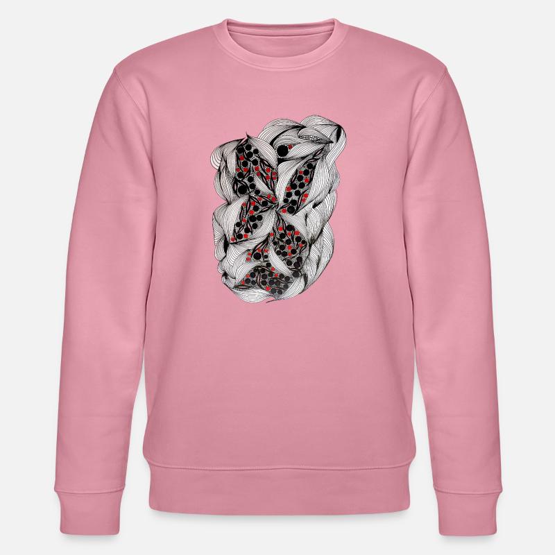 Schwarzweiß Blattmuster mit roten Beeren - Stanley/Stella Unisex Bio-Sweatshirt CHANGER - Lila Traum