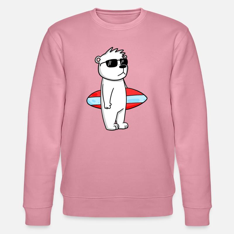 Surfboard Polarbär Surfen Bär Coole - Urlaub - Stanley/Stella Unisex Bio-Sweatshirt CHANGER  - Lila Traum