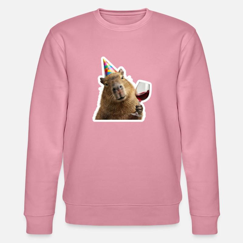 Capybara im Party Modus mit Wein - Stanley/Stella Unisex Bio-Sweatshirt CHANGER  - Lila Traum