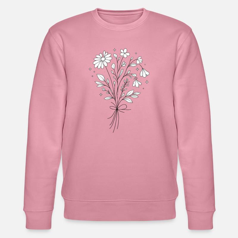 Schwarzweiß Blumengesteck mit Sternen - Stanley/Stella Unisex Bio-Sweatshirt CHANGER  - Lila Traum