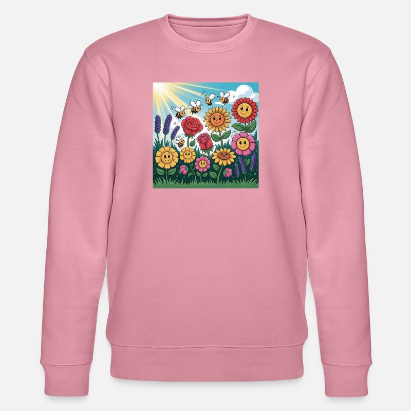 Sonnenblumengarten mit Biene - Stanley/Stella Unisex Bio-Sweatshirt CHANGER  - Lila Traum