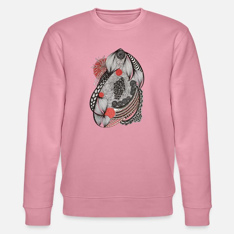 Linienblüten Muster mit rotem Akzent - Stanley/Stella Unisex Bio-Sweatshirt CHANGER  - Lila Traum
