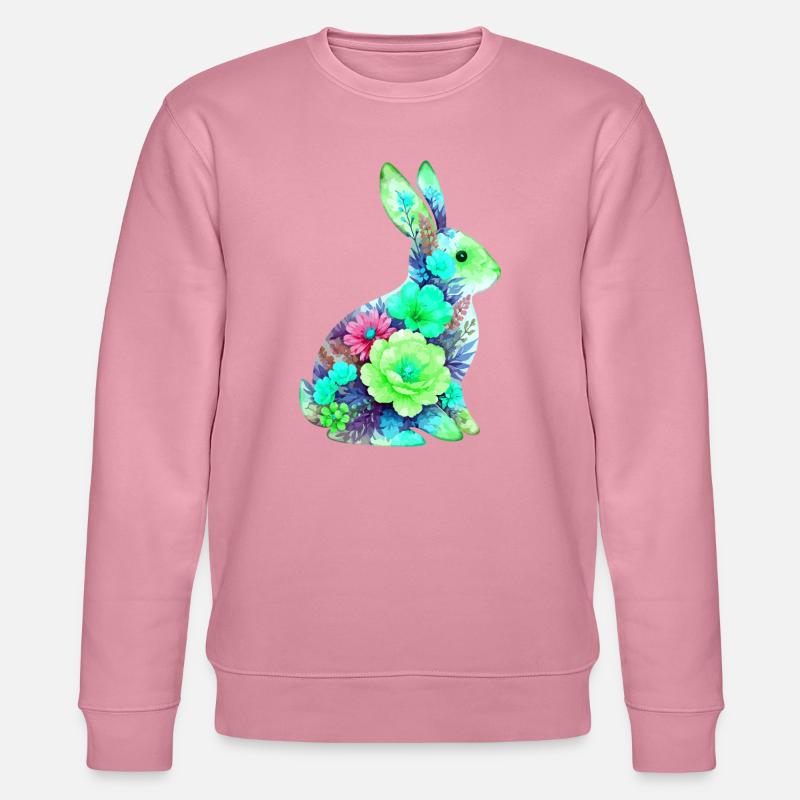 Fleurs aquarelles de lapin à Pâques - Sweat bio CHANGER Stanley/Stella Unisexe - lilas onirique