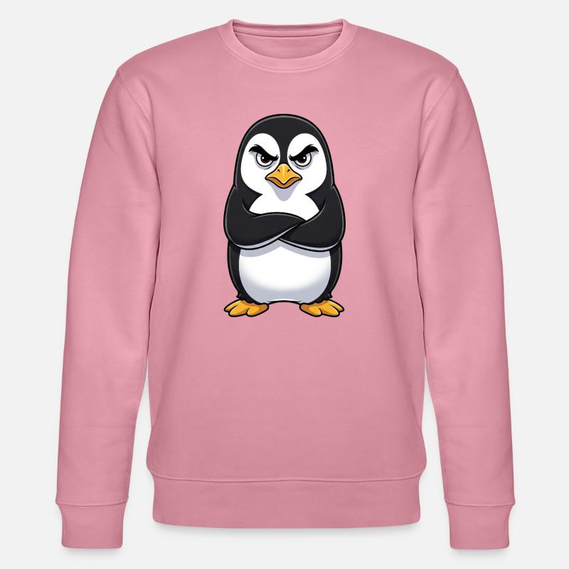 Grumpy Penguin Cartoon Sour Grumpy Annoyed - Stanley/Stella CHANGER Unisex Organic Sweatshirt - lilac dream