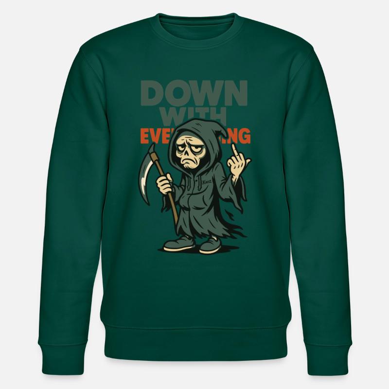 Sensenmann zeigt Mittelfinger mit Text - Stanley/Stella Unisex Bio-Sweatshirt CHANGER  - Forest