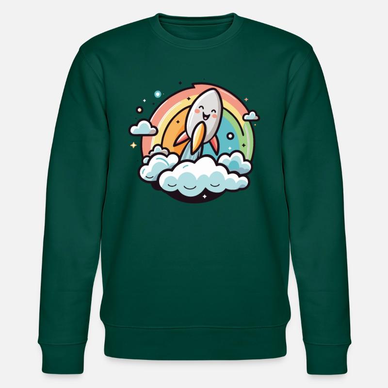 Joyeuse fusée avec arc-en-ciel - Sweat bio CHANGER Stanley/Stella Unisexe - forêt