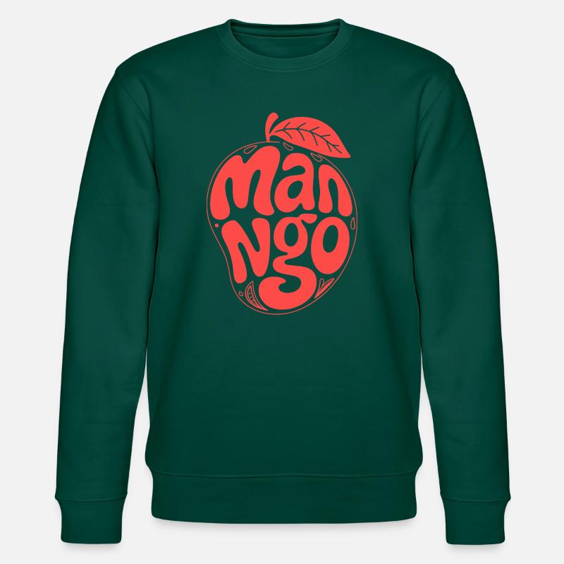 Groovy Mango Fruit Typography - Stanley/Stella CHANGER Unisex Organic Sweatshirt - forest