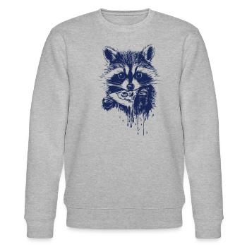 Süßer Waschbär isst Pizza - Stanley/Stella Unisex Bio-Sweatshirt CHANGER  - Grau meliert - Vorne - Nik (191cm) & Marisol (170cm)