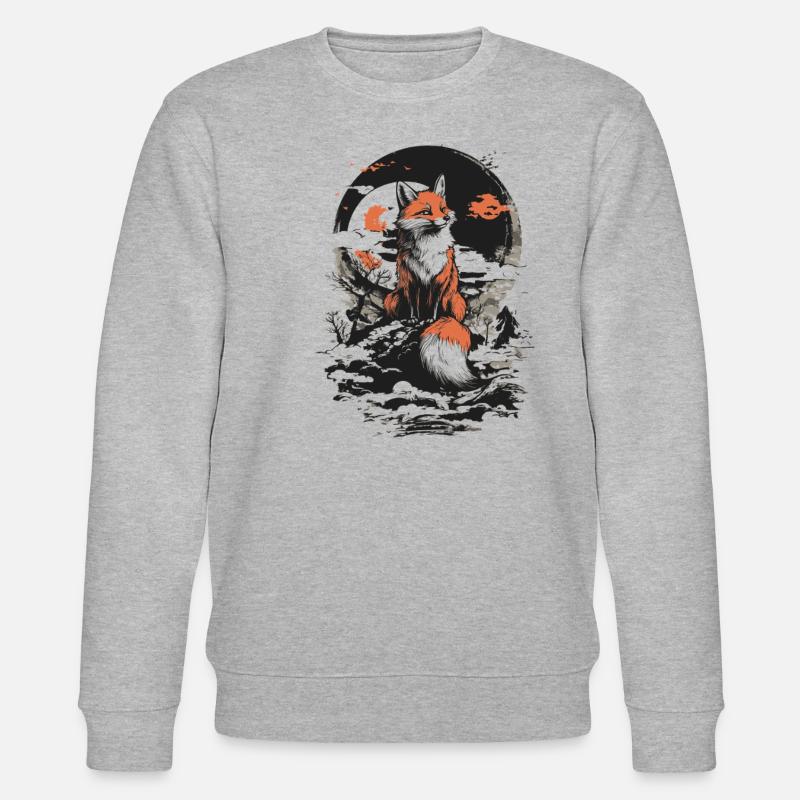 Fox Kitsune Japon - Sweat bio CHANGER Stanley/Stella Unisexe - gris chiné